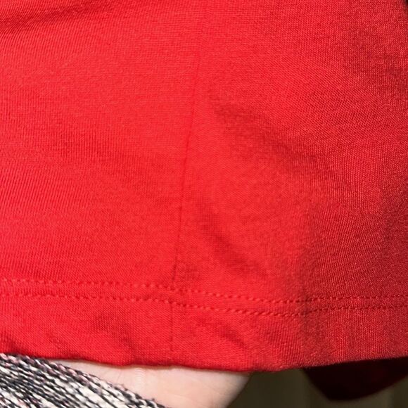 HT L Red White Logo “Believe” Santa Christmas Hat over B Short Sleeve Tee - Picture 6 of 11